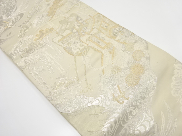 JAPANESE KIMONO / ANTIQUE FUKURO OBI / SILK / WOVEN PHOENIX